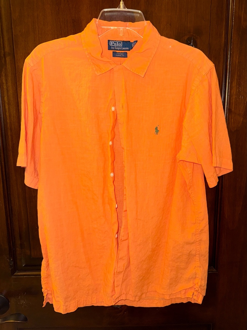 Polo by Ralph Lauren linen Soft Orange Short-Sleeve Button-Down Shirt